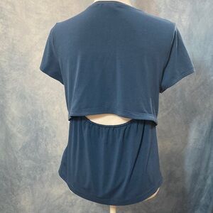 🏵️2for$40🏵️ Athleta Air Out Cinch Tee Jay Blue Open-Back T-Shirt Workout Yoga